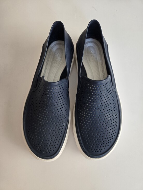 CROCS Shoes - CROCS Women’s Navy Perforated Slip-On Loafers with White Sole 9